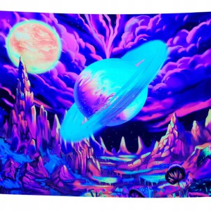 Dekoracja ŚCIENNA UV OBRAZ Fluorescencyjny GOBELIN ODBLASK 150cm XL Planeta