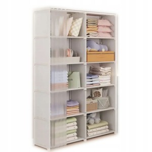 SZAFA MODUŁOWA NA UBRANIA SKŁADANA WIESZAK GARDEROBA METALOWA 155x28x80 cm - miniatura 4