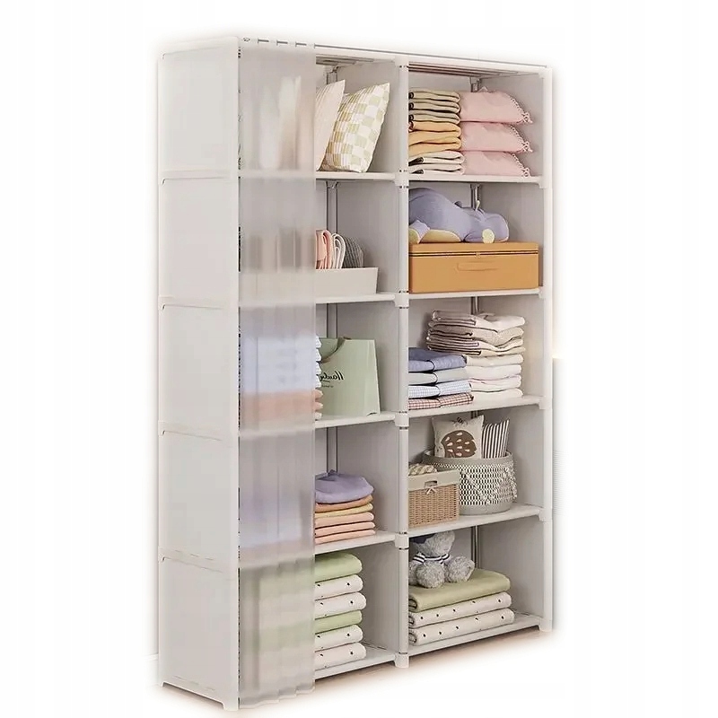 SZAFA MODUŁOWA NA UBRANIA SKŁADANA WIESZAK GARDEROBA METALOWA 155x28x80 cm - obrazek 4