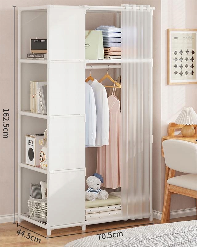 SZAFA Modułowa SKŁADANA Wieszak GARDEROBA na UBRANIA Metalowa 163x45x71 cm - obrazek 2