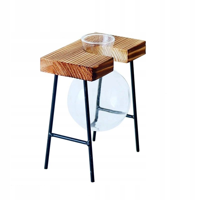 DONICA Ozdobna SZKLANA DREWNO Hydroponika UKORZENIACZ 1szt STOJAK BAMBUS - obrazek 2