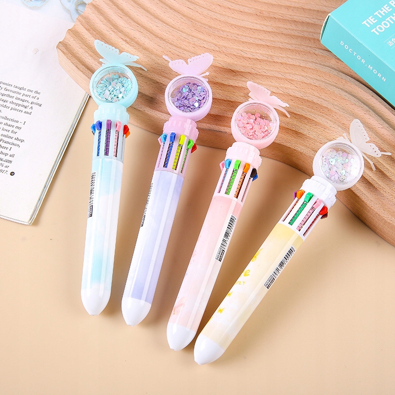 DŁUGOPIS dla dzieci ZESTAW z Brokatem 10w1 kolorów WIELOKOLOROWE 4 sztuki - zdjęcie 10