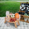 SKŁADANY STOLIK STÓŁ PIKNIKOWY DO PRZEKĄSEK SERÓW WINA PRZYSTAWEK DREWNIANY - miniatura 14