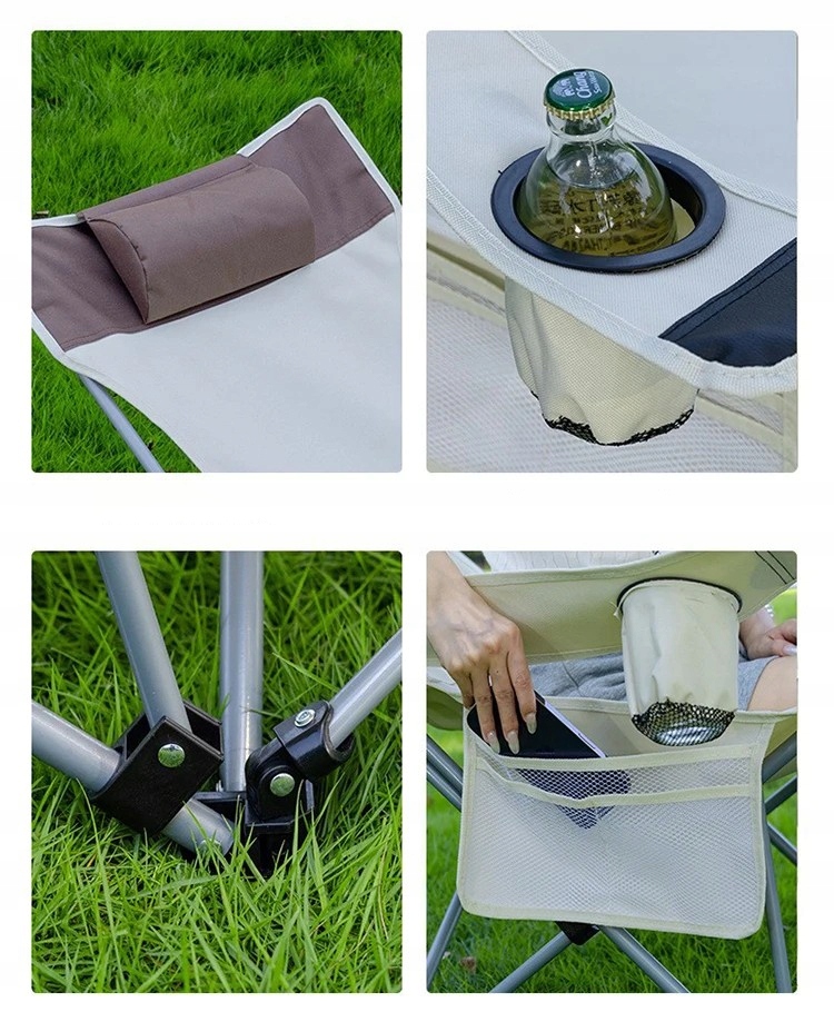 LEŻAK OGRODOWY TURYSTYCZNY PLAŻOWY SKŁADANY POKROWIEC CZARNY FOTEL PODNÓŻEK - obrazek 11