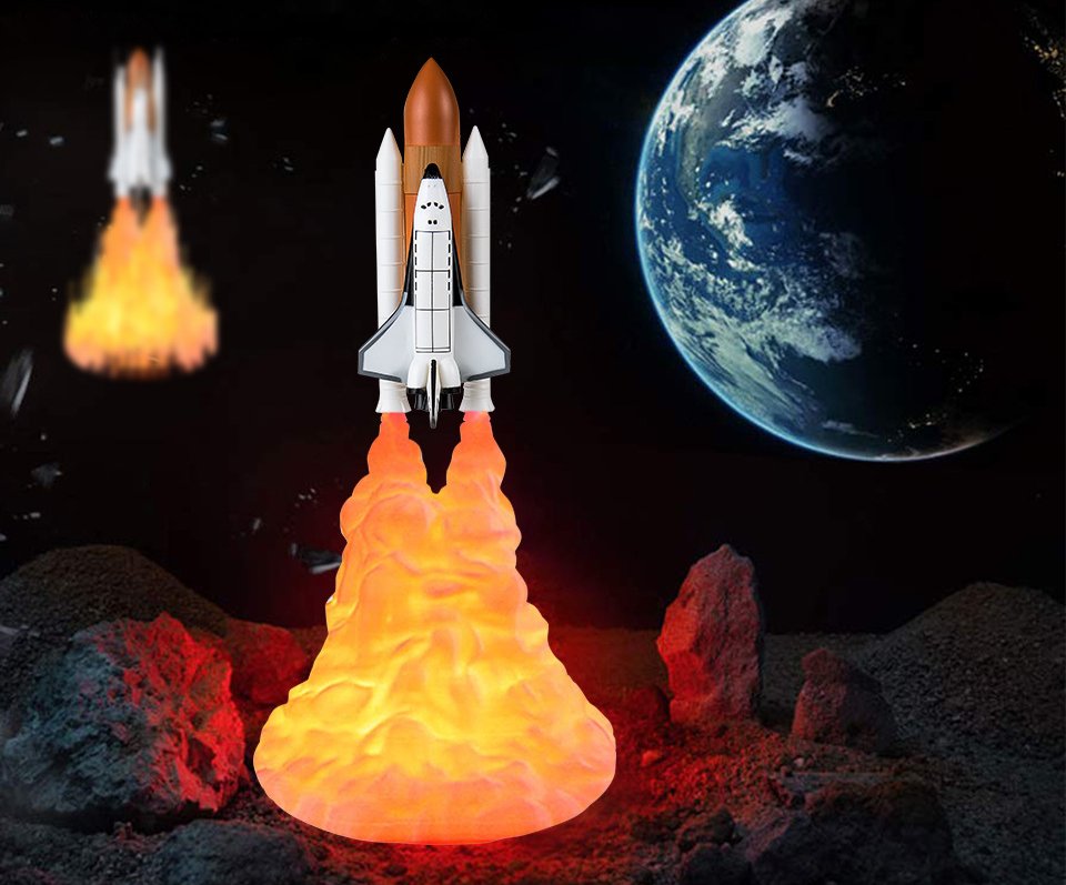 LAMPKA NOCNA RAKIETA PROM KOSMICZNY DLA DZIECI DO SYPIALNI STOJĄCA USB - zdjęcie 10