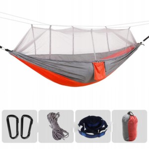 HAMAK Kempingowy 250kg OGRODOWY z MOSKITIERĄ Dwuoosobowy 260x140cm ODPORNY - miniatura 6