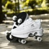 BUTOROLKI BUTY ROLKI Z KÓŁKAMI ROLKAMI PODŚWIETLANE 7-LED UNISEX BIAŁE r.42 - miniatura 6