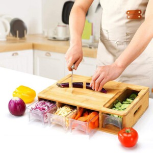 DESKA DO KROJENIA DREWNIANA WIELOFUNKCYJNA Z 3 SZUFLADAMI Z TARKAMI PREZENT - miniatura 10