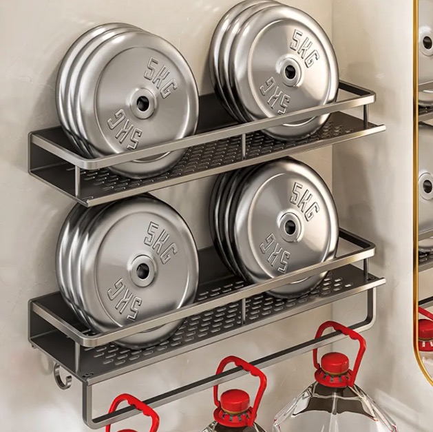 PÓŁKA KUCHENNA Pojedyncza Haczyki Łazienkowa PRYSZNICOWA METALOWA Alu 60cm - obrazek 8