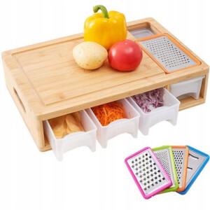 DESKA DO KROJENIA DREWNIANA WIELOFUNKCYJNA Z 3 SZUFLADAMI Z TARKAMI PREZENT - miniatura 2