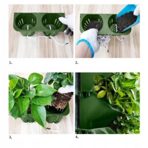 Doniczka ŚCIENNA Podwójna z NAWADNIANIEM 24cm WERTYKALNA Kaskada MODUŁOWE - miniatura 2