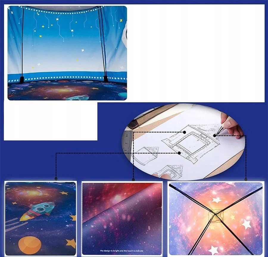 NAMIOT DLA DZIECI DO POKOJU DOMU OGRODU STATEK KOSMICZNY RAKIETA 135x100cm - obrazek 11