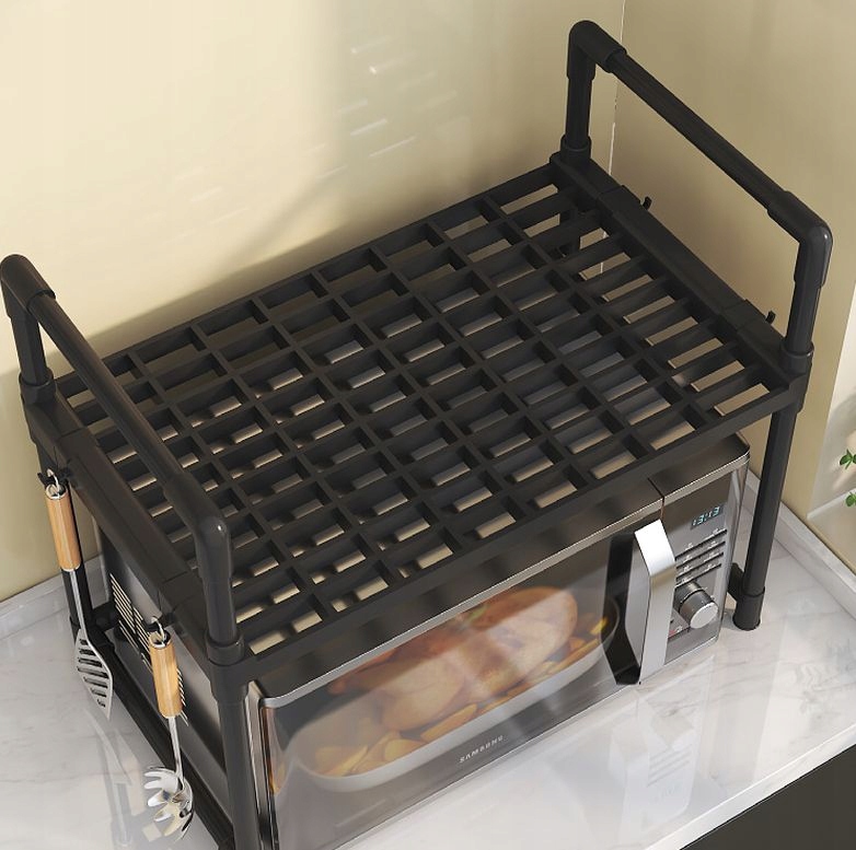 PÓŁKA KUCHENNA pod mikrofalówkę SZAFKA ORGANIZER CZARNA 2poziomy 48cm REGAŁ - obrazek 6