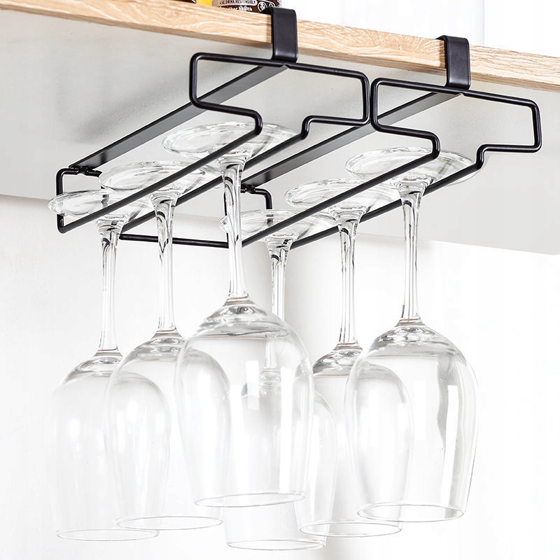 WIESZAK NA WINO Kieliszki PODWÓJNY Czarny Mat STAL - obrazek 4