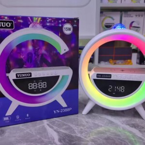 LAMPKA LED RGB Gamingowa GŁOŚNIK BLUETOOTH INDUKCJA PROJEKTOR Radio BUDZIK - miniatura 9