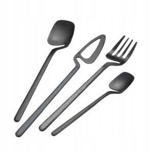 ZESTAW KOMPLET SZTUĆCÓW STAL NIERDZEWNA NÓŻE WIDELCE ŁYŻKI 32szt CZARNE MAT