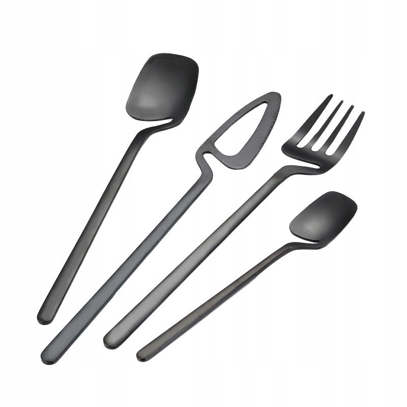 ZESTAW KOMPLET SZTUĆCÓW STAL NIERDZEWNA NÓŻE WIDELCE ŁYŻKI 32szt CZARNE MAT