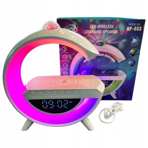 LAMPKA LED RGB Gamingowa GŁOŚNIK BLUETOOTH INDUKCJA PROJEKTOR Radio BUDZIK