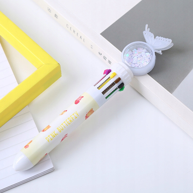 DŁUGOPIS dla dzieci ZESTAW z Brokatem 10w1 kolorów WIELOKOLOROWE 4 sztuki - zdjęcie 7