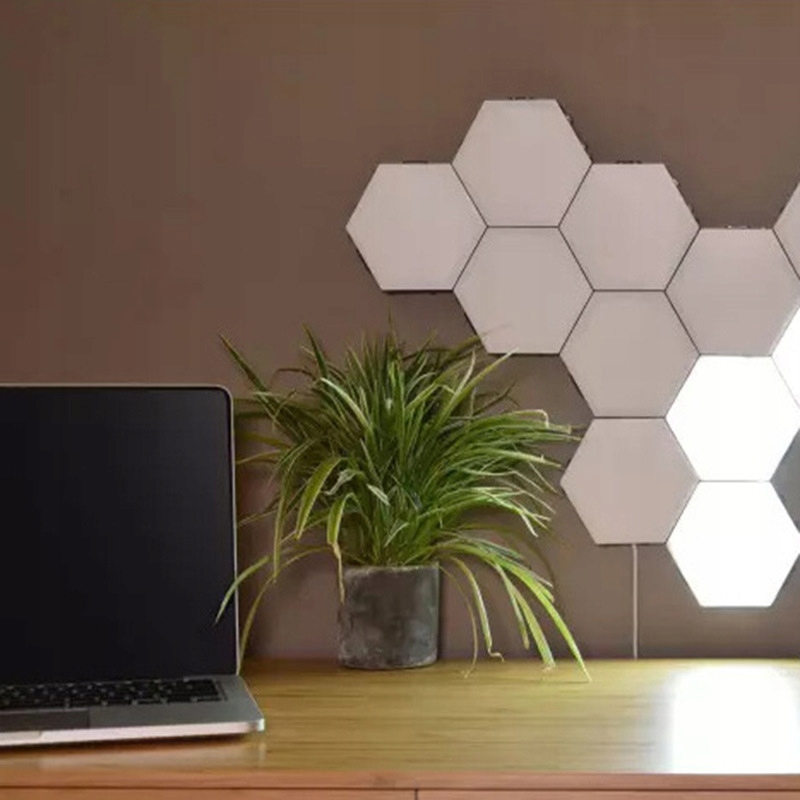 ZESTAW 8 SZTUK LAMPA LED NA ŚCIANĘ HEXAGON SZEŚCIOKĄT BIAŁA DOTYK Kwantowa - obrazek 11