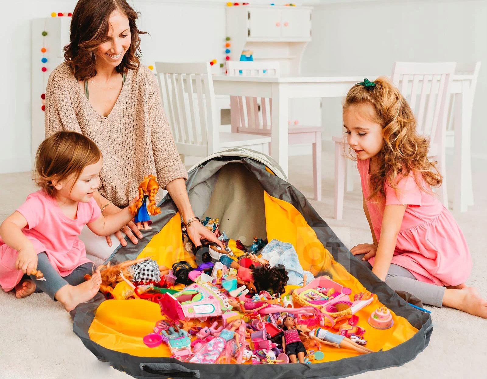 KOSZ Organizer na KLOCKI ZABAWKI WOREK Mata SZYBKIE ZBIERANIE KLOCKÓW Duży - obrazek 5