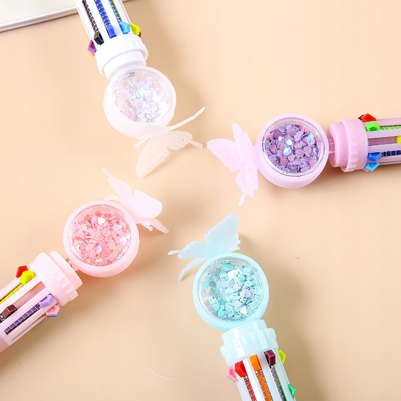 DŁUGOPIS dla dzieci ZESTAW z Brokatem 10w1 kolorów WIELOKOLOROWE 4 sztuki - zdjęcie 9