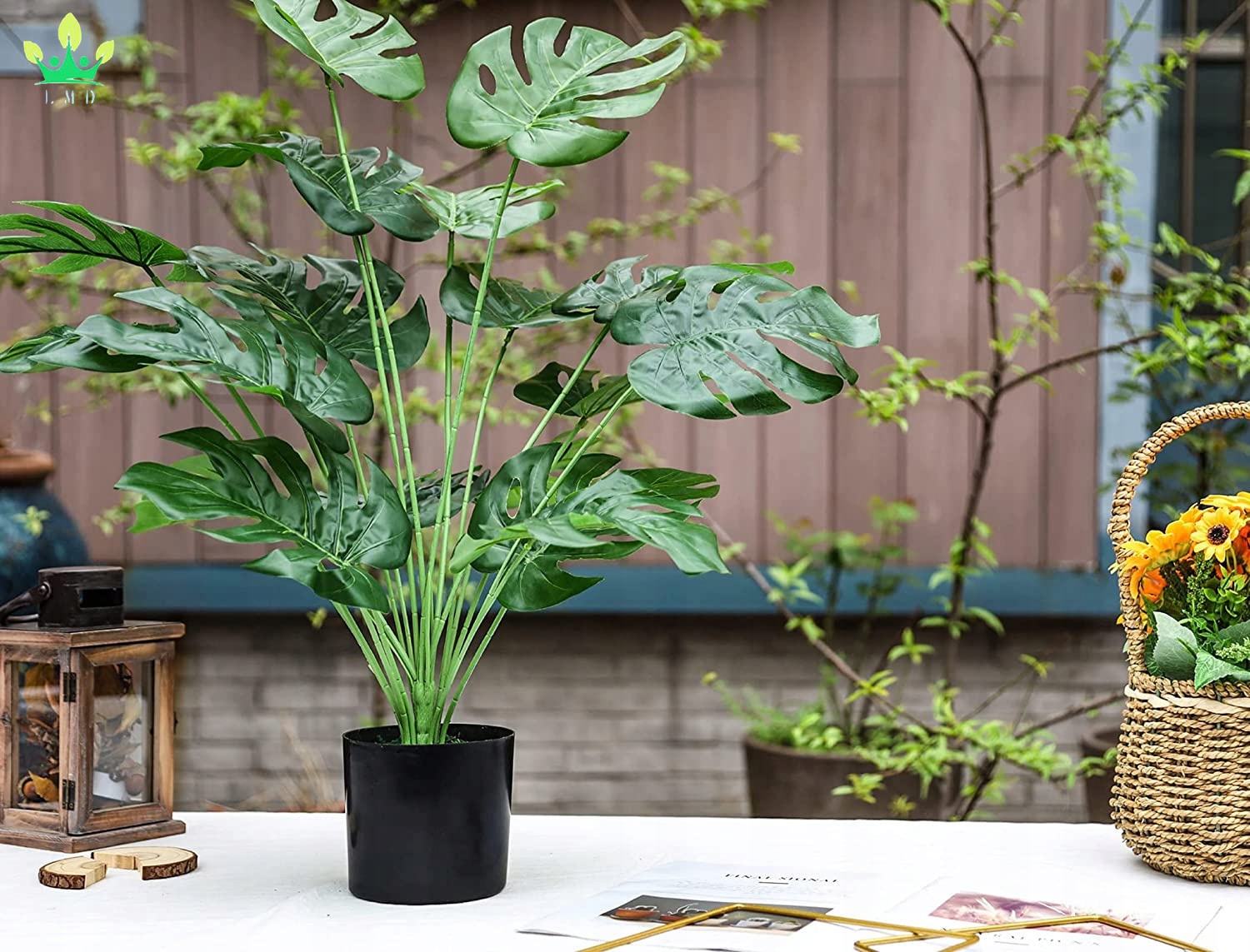 SZTUCZNA Roślina MONSTERA DELICIOSA 50-75 cm DUŻA Ozdoba REALISTYCZNA XL - zdjęcie 4