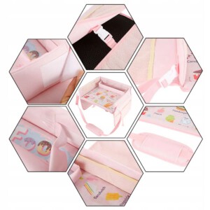 STOLIK ORGANIZER SAMOCHODOWY DLA DZIECI DO FOTELIKA RÓŻOWY WODOODPORNY - miniatura 9