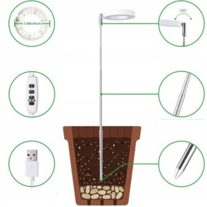 LAMPA LED DO DOŚWIETLANIA ROŚLIN OZDOBNYCH TELESKOPOWA Z TIMEREM USB 5V - miniatura 5
