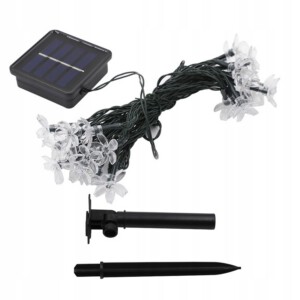 Lampki SOLARNE Ogrodowe KOMPLET 5metrów 20 LED Kwiatki CIEPŁE BIAŁE Ozdobne - miniatura 8