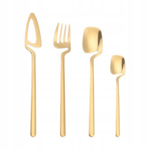 ZESTAW KOMPLET SZTUĆCÓW STAL NIERDZEWNA NÓŻE WIDELCE ŁYŻKI 32szt ZŁOTE - miniatura 6