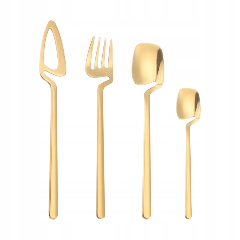 ZESTAW KOMPLET SZTUĆCÓW STAL NIERDZEWNA NÓŻE WIDELCE ŁYŻKI 32szt ZŁOTE - obrazek 6