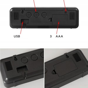 Zegar ŚCIENNY LED Temperatura NAWILŻENIE 12/24 LUSTRO Zielony ŚCIEMNIANIE - miniatura 5