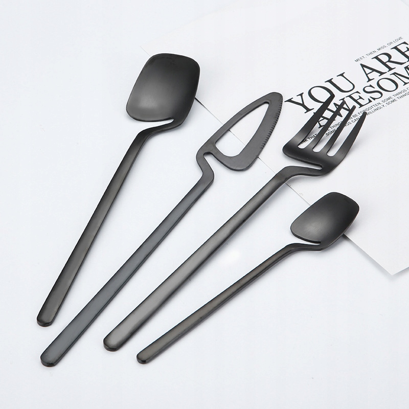 ZESTAW KOMPLET SZTUĆCÓW STAL NIERDZEWNA NÓŻE WIDELCE ŁYŻKI 32szt CZARNE MAT - obrazek 5