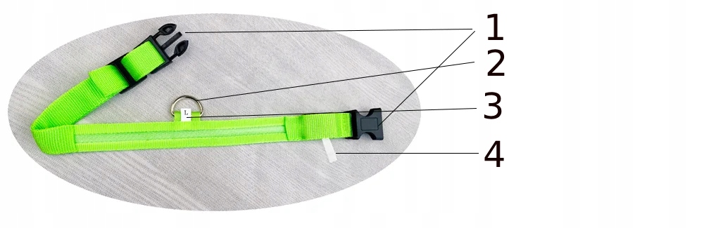 Obroża dla zwierząt PSÓW LED Wodoszczelna na USB Kabel ZIELONA XL 52-60cm - zdjęcie 5