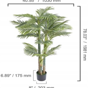 SZTUCZNA Roślina PALMA EGZOTYCZNA POTRÓJNA W DONICZCE REALISTYCZNA 200cm - miniatura 2