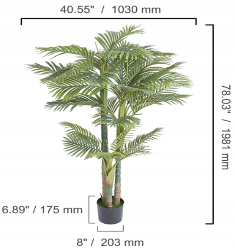SZTUCZNA Roślina PALMA EGZOTYCZNA POTRÓJNA W DONICZCE REALISTYCZNA 200cm - obrazek 2
