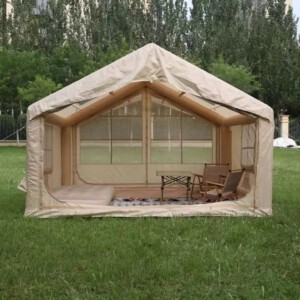 Duży namiot kempingowy pompowany 5 osobowy dmuchany pompka 8m2 320x250cm - miniatura 3