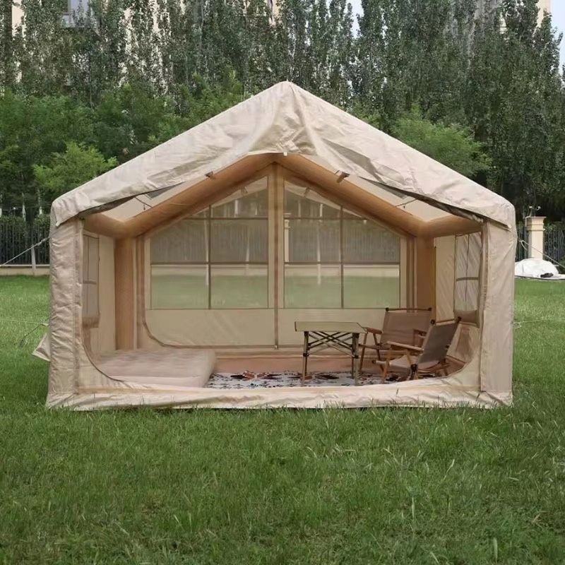 Duży namiot kempingowy pompowany 5 osobowy dmuchany pompka 8m2 320x250cm - zdjęcie 3