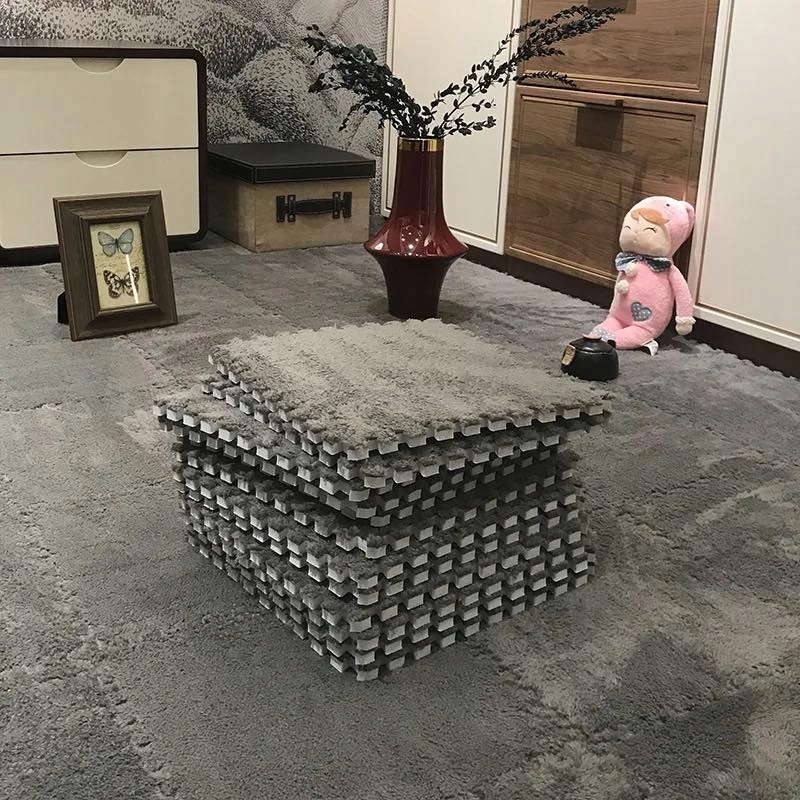 Puzzle na podłogę PLUSZOWA Piankowe DYWAN MATA Aksamitna DZIECI 30cm SZARA - obrazek 9