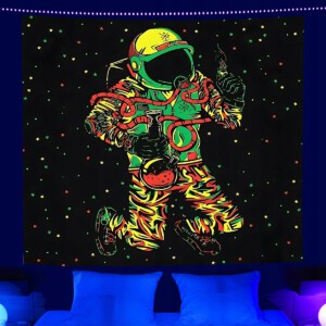 Dekoracja ŚCIENNA UV OBRAZ Fluorescencyjny GOBELIN ODBLASK 150cm Kosmonauta - miniatura 2