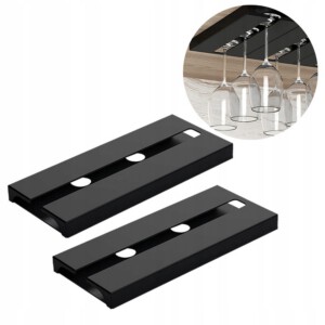 WIESZAK NA KIELISZKI DO WINA SZAMPANA PODWÓJNY UCHWYT CZARNY MAT