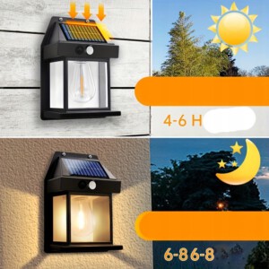 SOLARNA LAMPA OGRODOWA ŚCIENNA LAPKA NA TARAS ELEWACYJNA 1200mAh IP65 21cm - miniatura 9