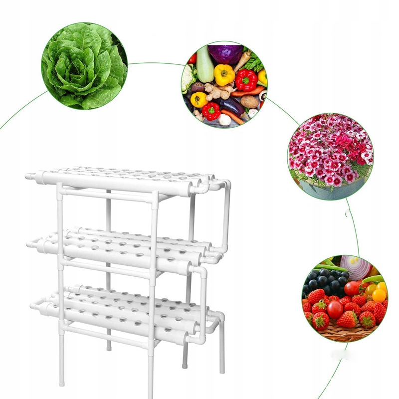 Zestaw system do HYDROPONIKI do WARZYW SAŁATY 108 miejsc +POMPA STELAŻ UPVC - zdjęcie 9