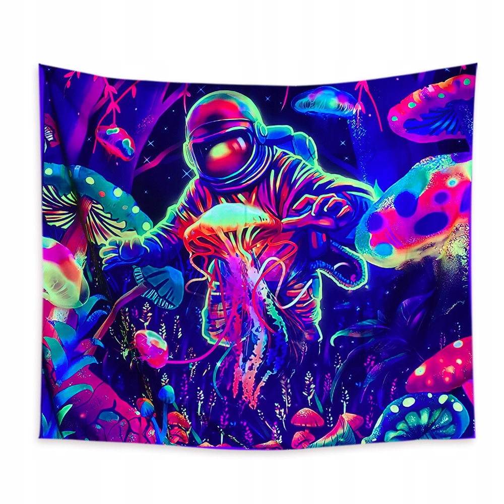 Dekoracja ŚCIENNA UV OBRAZ Fluorescencyjny GOBELIN ODBLASK 150cm Astronauta - zdjęcie 1