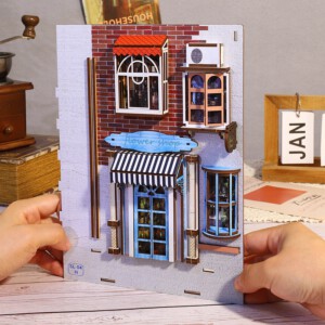 DIY Drewniane PUZZLE 4D OŚWIETLENIE LONDYŃSKA ULICZKA PODPÓRKA DO KSIĄŻEK - miniatura 12