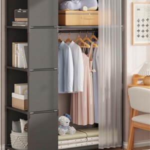 SZAFA Modułowa SKŁADANA Wieszak GARDEROBA na UBRANIA Metalowa 163x45x89 cm - miniatura 2