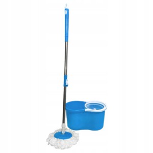 MOP OBROTOWY OKRĄGŁY DWA WKŁADY WIADRO WYCISKACZ NIEBIESKI - miniatura 3