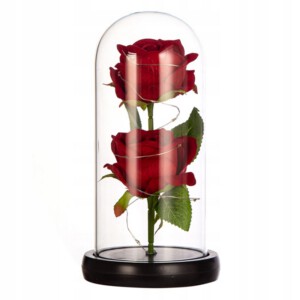 WIECZNA Róża PODWÓJNA W SZKLE Świecąca LED PREZENT - miniatura 4