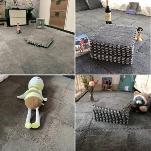 Puzzle na podłogę PLUSZOWA Piankowe DYWAN MATA Aksamitna DZIECI 30cm SZARA - miniatura 11